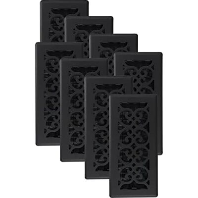 Decor Grates ST410-8 Scroll Floor Register, teksturowane czarne wykończenie, 8 szt Decor Grates ST410-8 Scroll Floor Register, teksturowane czarne wykończenie, 8 szt