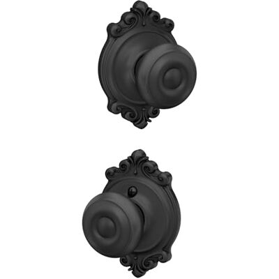 SCHLAGE F10 GEO 622 BRK Brookshire Collection Georgian Passage Knob, matowa czerń SCHLAGE F10 GEO 622 BRK Brookshire Collection Georgian Passage Knob, matowa czerń