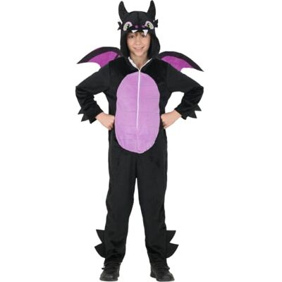 FIESTAS GUIRCA Kostium Czarnego Smoka Dziecięcego Kombinezon, Kaptur i Skrzydła Kostiumy zwierząt i mitycznych stworzeń na Halloween, karnawał i imprezy Idealny dla dzieci FIESTAS GUIRCA Kostium Czarnego Smoka Dziecięcego Kombinezon, Kaptur i Skrzydła Kostiumy zwierząt i mitycznych stworzeń na Halloween, karnawał i imprezy Idealny dla dzieci