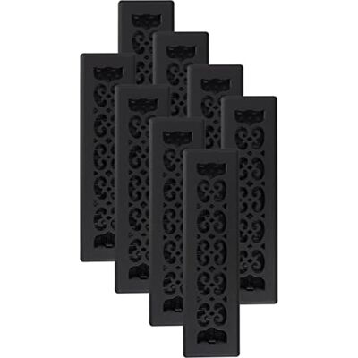 Decor Grates ST212-8 Scroll Floor Register, teksturowane czarne wykończenie, 8 szt Decor Grates ST212-8 Scroll Floor Register, teksturowane czarne wykończenie, 8 szt
