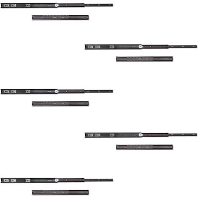 Emuca Zestaw prowadnic kulkowych do szuflad, Pełen wysuw 45mm x 500mm, Zestaw 5 par, Czarne Emuca Zestaw prowadnic kulkowych do szuflad, Pełen wysuw 45mm x 500mm, Zestaw 5 par, Czarne