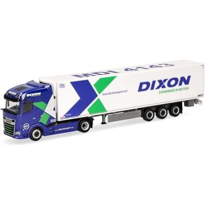 Herpa model ciężarówki DAF XG zestaw chłodniczy "Dixon", miniatura w skali 1:87, model kolekcjonerski, wyprodukowano w Niemczech, tworzywo sztuczne Herpa model ciężarówki DAF XG zestaw chłodniczy "Dixon", miniatura w skali 1:87, model kolekcjonerski, wyprodukowano w Niemczech, tworzywo sztuczne