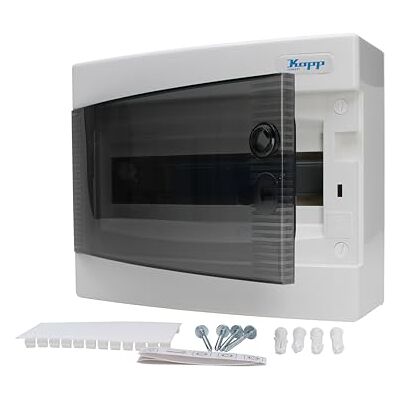 Kopp 350911047 natynkowa skrzynka rozdzielcza z drzwiami 1-rzędowa na 12 biegunów, 1 sztuka, szara/czarna Kopp 350911047 natynkowa skrzynka rozdzielcza z drzwiami 1-rzędowa na 12 biegunów, 1 sztuka, szara/czarna