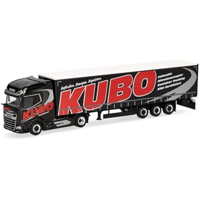 Herpa Model ciężarówki DAF XG+ naczepa plandeka "KUBO", miniatura w skali 1:87, kolekcjonerski, Made in Germany, plastik Herpa Model ciężarówki DAF XG+ naczepa plandeka "KUBO", miniatura w skali 1:87, kolekcjonerski, Made in Germany, plastik