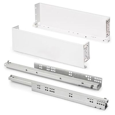 Szafa z Białej Stali Emuca z Pełnym Wysuwem, 122mm - Mebel Szafa z Białej Stali Emuca z Pełnym Wysuwem, 122mm - Mebel