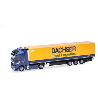 Herpa model ciężarówki Volvo FH GL XL 2020 elektryczny zestaw chłodniczy "Dachser Food Logistics", miniatura w skali 1:87, model kolekcjonerski, wyprodukowano w Niemczech, tworzywo sztuczne Herpa model ciężarówki Volvo FH GL XL 2020 elektryczny zestaw chłodniczy "Dachser Food Logistics", miniatura w skali 1:87, model kolekcjonerski, wyprodukowano w Niemczech, tworzywo sztuczne
