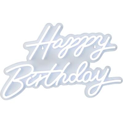 Relaxdays Tabliczka LED "Happy Birthday", podświetlana dekoracja, USB, 28 x 40 cm, zimna biel Relaxdays Tabliczka LED "Happy Birthday", podświetlana dekoracja, USB, 28 x 40 cm, zimna biel