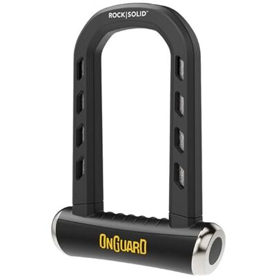 ONGUARD RockSolid U-Lock zapięcie odporne na szlifierki kątowe 8,9 × 17,5 cm, do rowerów, motocykli i pojazdów sportowych, pałąk 14 mm, mechanizm blokujący X4P, lekki, w zestawie 5 kluczy, ochrona ONGUARD RockSolid U-Lock zapięcie odporne na szlifierki kątowe 8,9 × 17,5 cm, do rowerów, motocykli i pojazdów sportowych, pałąk 14 mm, mechanizm blokujący X4P, lekki, w zestawie 5 kluczy, ochrona