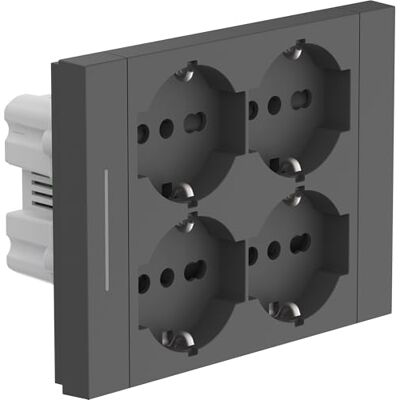 Electraline 22119 Quadra 4-osobowa uniwersalna gniazdo wtykowe P40, pasuje do wszystkich 3-osobowych puszek podtynkowych, z przełącznikiem/przełącznikiem, czarna Electraline 22119 Quadra 4-osobowa uniwersalna gniazdo wtykowe P40, pasuje do wszystkich 3-osobowych puszek podtynkowych, z przełącznikiem/przełącznikiem, czarna