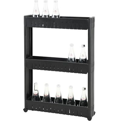 Amig Wąski wózek do przechowywania z kółkami Böken kolor czarny 54 x 12 x 78 cm Wózek pomocniczy do przechowywania 3-poziomowe przechowywanie w łazience Amig Wąski wózek do przechowywania z kółkami Böken kolor czarny 54 x 12 x 78 cm Wózek pomocniczy do przechowywania 3-poziomowe przechowywanie w łazience