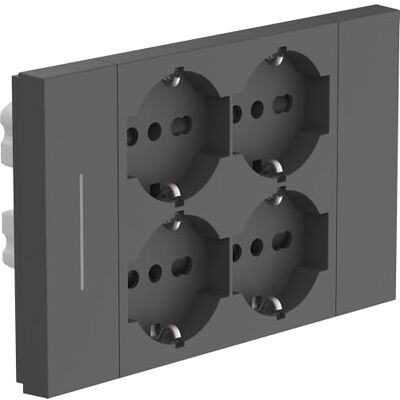 Electraline 22169 Quadra 4-osobowa uniwersalna gniazdo wtykowe P40, pasuje do wszystkich 3 i 4-osobowych puszek podtynkowych, z przełącznikiem/przełącznikiem, kolor czarny Electraline 22169 Quadra 4-osobowa uniwersalna gniazdo wtykowe P40, pasuje do wszystkich 3 i 4-osobowych puszek podtynkowych, z przełącznikiem/przełącznikiem, kolor czarny