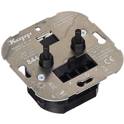 Kopp 844100188 ściemniacz LED, podwójny wyłącznik obrotowy, 2 x 5-40 W Kopp 844100188 ściemniacz LED, podwójny wyłącznik obrotowy, 2 x 5-40 W