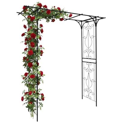 Relaxdays Metalowy łuk ogrodowy różany, kwadratowa kratka dla wspinaczy, 206 x 204 x 52 cm, czarna Relaxdays Metalowy łuk ogrodowy różany, kwadratowa kratka dla wspinaczy, 206 x 204 x 52 cm, czarna