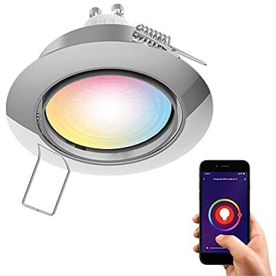 KOZII Koki – żarówka LED spot podłączona GU10 z kolorowym i ściemniaczem, 5 W (50 W Eq) – lampa do zabudowy i wychylna – standardowe żarówki do biura, salonu – szczotkowane aluminium KOZII Koki – żarówka LED spot podłączona GU10 z kolorowym i ściemniaczem, 5 W (50 W Eq) – lampa do zabudowy i wychylna – standardowe żarówki do biura, salonu – szczotkowane aluminium