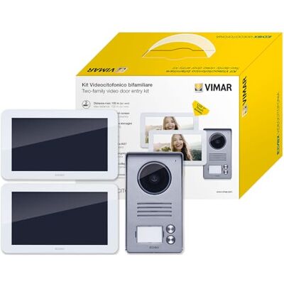 VIMAR K40916 zestaw do rozmów wideo, zestaw głośnomówiący, ekran dotykowy, wyświetlacz LCD 7 w 2 przyciskach, ochrona przed deszczem, zasilacz sieciowy 24 V 1 A, wymienne wtyczki EU BS US AU, biały, 1 VIMAR K40916 zestaw do rozmów wideo, zestaw głośnomówiący, ekran dotykowy, wyświetlacz LCD 7 w 2 przyciskach, ochrona przed deszczem, zasilacz sieciowy 24 V 1 A, wymienne wtyczki EU BS US AU, biały, 1