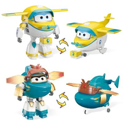 Super Transformable Toys 2 szt. Snap & Solar, 2 w 1 figurka akcji, zabawki robota 12,7 cm wysokości, przekształcane zabawki lotnicze dla chłopców i dziewcząt powyżej 3 lat Super Transformable Toys 2 szt. Snap & Solar, 2 w 1 figurka akcji, zabawki robota 12,7 cm wysokości, przekształcane zabawki lotnicze dla chłopców i dziewcząt powyżej 3 lat