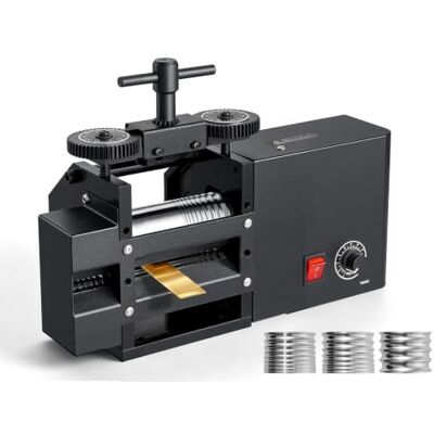 VEVOR Walcownik do biżuterii, elektryczny, 60 mm, 4 w 1, okrągły, płaski Narzędzie do samodzielnego tworzenia biżuterii, regulowana grubość 0,03-7 mm, do tłoczenia metali sferoidalnych VEVOR Walcownik do biżuterii, elektryczny, 60 mm, 4 w 1, okrągły, płaski Narzędzie do samodzielnego tworzenia biżuterii, regulowana grubość 0,03-7 mm, do tłoczenia metali sferoidalnych