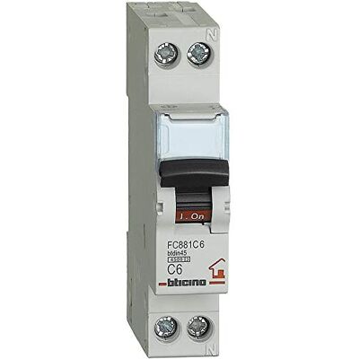 Bticino FC881C6 Interruttore Magnetotermico C6 1P+N 1Modulo 4.5kA 230 Vac Bticino FC881C6 Interruttore Magnetotermico C6 1P+N 1Modulo 4.5kA 230 Vac
