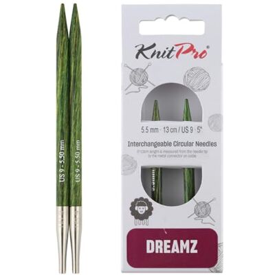 KnitPro Wymienne stożkowe końcówki drutowe, do wszystkich rodzajów przędzy, zielone, 13 cm x 5,5 mm KnitPro Wymienne stożkowe końcówki drutowe, do wszystkich rodzajów przędzy, zielone, 13 cm x 5,5 mm