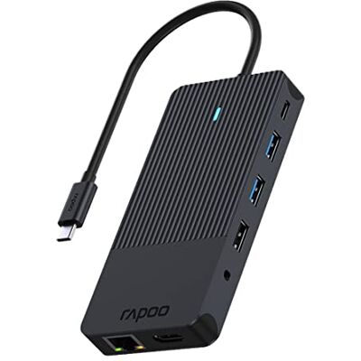 Rapoo Hub z 12 portami "UCM-2006" wtyk USB C (złącza: HDMI, RJ45, USB-C, USB-A,jack 3,5mm, SD/SDHC/SDXC Card/microSD, 100 W, 5 Gbit/s, kabel 0,18m) szary Rapoo Hub z 12 portami "UCM-2006" wtyk USB C (złącza: HDMI, RJ45, USB-C, USB-A,jack 3,5mm, SD/SDHC/SDXC Card/microSD, 100 W, 5 Gbit/s, kabel 0,18m) szary