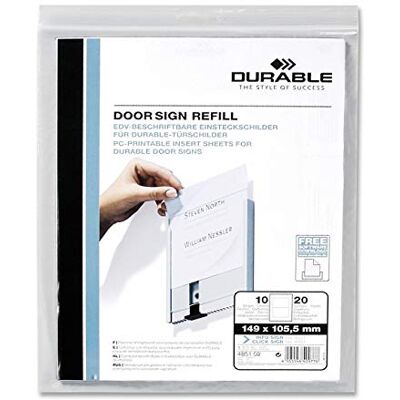 Durable 485102 Wkład papierowy do tabliczek Info Sign i Click Sign (149 x 105,5 mm), 10 arkuszy w woreczku, kolor biały. Durable 485102 Wkład papierowy do tabliczek Info Sign i Click Sign (149 x 105,5 mm), 10 arkuszy w woreczku, kolor biały.