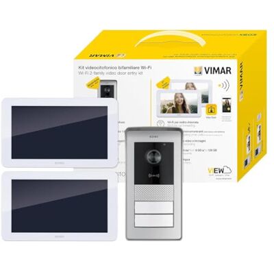 VIMAR K42946 Zestaw wideodomofonów dwurodzinnych, wideodomofonów z ekranem dotykowym, tablica rejestracyjna czytnika RFID 2 przyciski, zasilacze z wtyczkami UE, UK, USA, AUS, automat 4-wyjściowy, VIMAR K42946 Zestaw wideodomofonów dwurodzinnych, wideodomofonów z ekranem dotykowym, tablica rejestracyjna czytnika RFID 2 przyciski, zasilacze z wtyczkami UE, UK, USA, AUS, automat 4-wyjściowy,