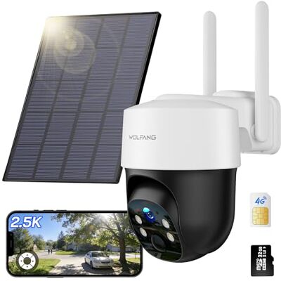 WOLFANG Kamera przyrodnicza, 4G LTE kamera komórkowa zasilana energią słoneczną z widokiem 2,5 K wideo na żywo, regulacja nachylenia 355°, zdalna regulacja 110°, kamera bezpieczeństwa z noktowizorem WOLFANG Kamera przyrodnicza, 4G LTE kamera komórkowa zasilana energią słoneczną z widokiem 2,5 K wideo na żywo, regulacja nachylenia 355°, zdalna regulacja 110°, kamera bezpieczeństwa z noktowizorem