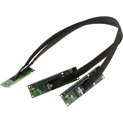 KALEA-INFORMATIQUE Kabel przedłużający Riser PCIe Gen 4.0 x16 do rozgałęźnika 2 porty x8 przepustowość 32 GB/s w Gen4 KALEA-INFORMATIQUE Kabel przedłużający Riser PCIe Gen 4.0 x16 do rozgałęźnika 2 porty x8 przepustowość 32 GB/s w Gen4