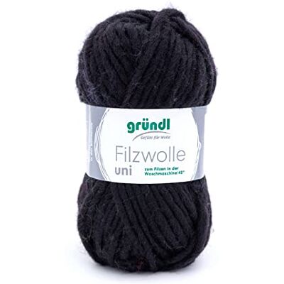 Gründl Wełna filcowa uniwersalna (wełna do filcowania, robienia na drutach i szydełkowania, przędza ze 100% żywej wełny, 50 g / 50 m, grubość drutów: 8-9, 1 x 50 g), czarna Gründl Wełna filcowa uniwersalna (wełna do filcowania, robienia na drutach i szydełkowania, przędza ze 100% żywej wełny, 50 g / 50 m, grubość drutów: 8-9, 1 x 50 g), czarna