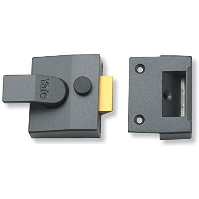 Yale PACK-20X84-DMG-40 standardowa blokada nocna Mniej cylinder, 40 mm Backset, ciemne metaliczne wykończenie, standardowe bezpieczeństwo, opakowanie 20 sztuk Yale PACK-20X84-DMG-40 standardowa blokada nocna Mniej cylinder, 40 mm Backset, ciemne metaliczne wykończenie, standardowe bezpieczeństwo, opakowanie 20 sztuk