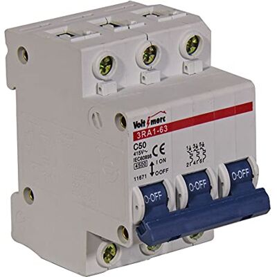 Voltimerc 3-biegunowy przełącznik magnetotermalny 50A 6KA Voltimerc 3-biegunowy przełącznik magnetotermalny 50A 6KA