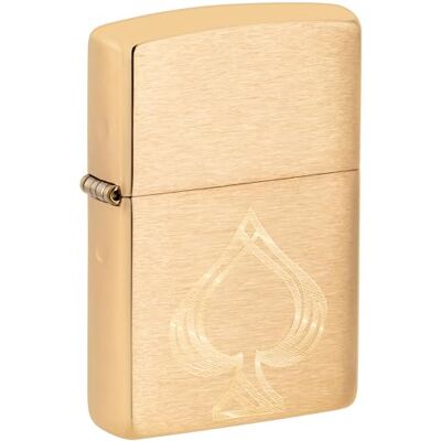 Zippo Ace Of Spade Zapalniczka Sztormowa, Grawerowanie Automatyczne, Wielokrotnego Użytku, do Napełniania, Wiatroodporna Konstrukcja, Pudełko na Prezent, Wykonano w USA, Szczotkowany Mosiądz Zippo Ace Of Spade Zapalniczka Sztormowa, Grawerowanie Automatyczne, Wielokrotnego Użytku, do Napełniania, Wiatroodporna Konstrukcja, Pudełko na Prezent, Wykonano w USA, Szczotkowany Mosiądz