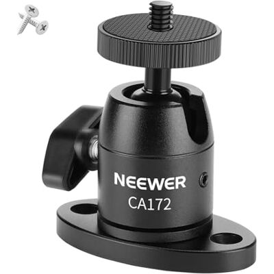 NEEWER Uchwyt ścienny do kamery internetowej, uchwyt sufitowy, mini głowica kulowa ze stopu aluminium i śruba 1/10.2 cm do studia fotograficznego, nagrywania wideo, akcesoria do kamer akcji, obrót o NEEWER Uchwyt ścienny do kamery internetowej, uchwyt sufitowy, mini głowica kulowa ze stopu aluminium i śruba 1/10.2 cm do studia fotograficznego, nagrywania wideo, akcesoria do kamer akcji, obrót o