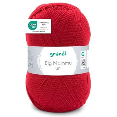 Gründl Wełna Big Mamma Uni 1 kłębek 400 g / 1040 m przędza dziewiarska przędza do szydełkowania 100% poliakryl miękka i łatwa w pielęgnacji grubość drutów 3,5-4,5 czerwona Gründl Wełna Big Mamma Uni 1 kłębek 400 g / 1040 m przędza dziewiarska przędza do szydełkowania 100% poliakryl miękka i łatwa w pielęgnacji grubość drutów 3,5-4,5 czerwona
