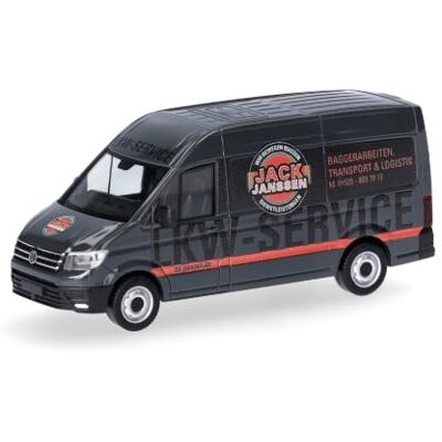 Herpa model samochodu VW Crafter furgon z wysokim dachem „Jack Janssen” (Dolna Saksonia/Rhede), miniatura w skali 1:87, model kolekcjonerski, Made in Germany, model z tworzywa sztucznego Herpa model samochodu VW Crafter furgon z wysokim dachem „Jack Janssen” (Dolna Saksonia/Rhede), miniatura w skali 1:87, model kolekcjonerski, Made in Germany, model z tworzywa sztucznego