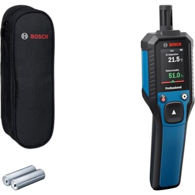 Bosch Professional Termohigrometr GDH 1-17 (odczyty w czasie rzeczywistym, kolorowy wyświetlacz LCD o wysokim kontraście, stopień ochrony IP65, gumowa obudowa, 2 baterie AA, pokrowiec) Bosch Professional Termohigrometr GDH 1-17 (odczyty w czasie rzeczywistym, kolorowy wyświetlacz LCD o wysokim kontraście, stopień ochrony IP65, gumowa obudowa, 2 baterie AA, pokrowiec)