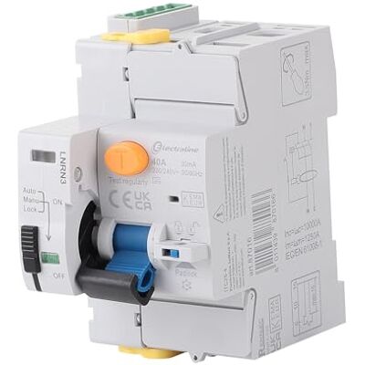 Electraline 87016 Przełącznik różnicowy, 40A, 1P+N, 30mA 2 mod. typ A, automatyczny reset, szary Electraline 87016 Przełącznik różnicowy, 40A, 1P+N, 30mA 2 mod. typ A, automatyczny reset, szary