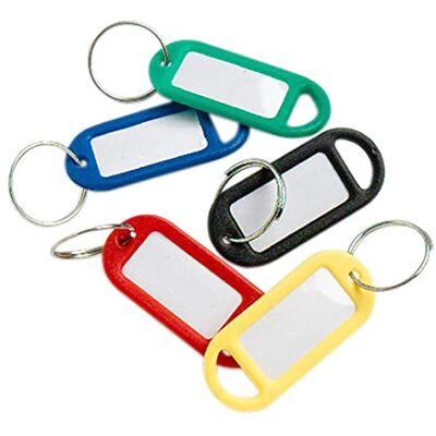 Merriway BH01527 kolorowe plastikowe breloczki do kluczy z etykietami opakowanie 50 sztuk, różne kolory, zestaw 50 sztuk Merriway BH01527 kolorowe plastikowe breloczki do kluczy z etykietami opakowanie 50 sztuk, różne kolory, zestaw 50 sztuk