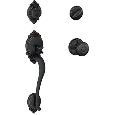 SCHLAGE Brookshire jednocylindrowy zestaw klamek i gruzińska gałka, postarzany brąz (F60 BRK 716 GEO) SCHLAGE Brookshire jednocylindrowy zestaw klamek i gruzińska gałka, postarzany brąz (F60 BRK 716 GEO)