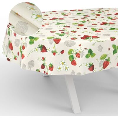 ANRO Obrus ceratowy, zmywalny, obrus ogrodowy, cerata do użytku wewnątrz i na zewnątrz, owalny, 240 x 140 cm, krawędź cięcia, truskawki ANRO Obrus ceratowy, zmywalny, obrus ogrodowy, cerata do użytku wewnątrz i na zewnątrz, owalny, 240 x 140 cm, krawędź cięcia, truskawki