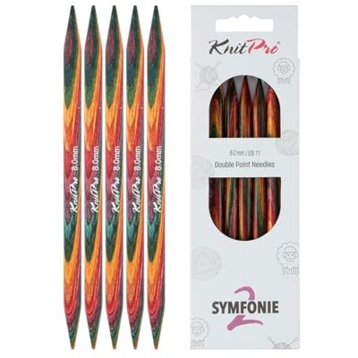 KnitPro Symfonie 2 igły podwójnie spiczaste 8" (20 cm) 8 mm KnitPro Symfonie 2 igły podwójnie spiczaste 8" (20 cm) 8 mm