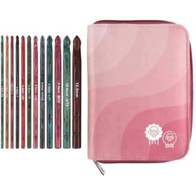 KnitPro Dreamz Crochet Hook Set – 12 Single Ended Birchwood Hooks, Colour Coded Comfortable Handles Full Size, for Beginners & Gift Set KnitPro Dreamz Crochet Hook Set – 12 Single Ended Birchwood Hooks, Colour Coded Comfortable Handles Full Size, for Beginners & Gift Set