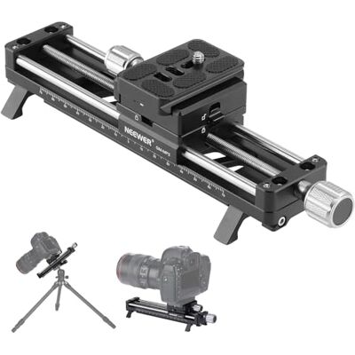 NEEWER Szyna makro ogniskująca 140 mm, suwak makro z obrotem 360°, 4 blokady kierunkowe, wysuwane nóżki, płyta QR typu Acra, śruba 1/10.2 cm i 3/20.3 cm do fotografii makro z bliska, GM-MP2 NEEWER Szyna makro ogniskująca 140 mm, suwak makro z obrotem 360°, 4 blokady kierunkowe, wysuwane nóżki, płyta QR typu Acra, śruba 1/10.2 cm i 3/20.3 cm do fotografii makro z bliska, GM-MP2