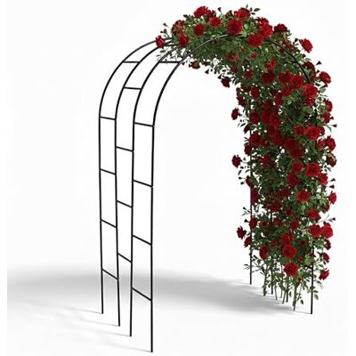 Relaxdays Metalowy łuk różany, krata ogrodowa XXL, 240 x 140 x 110 cm, czarna Relaxdays Metalowy łuk różany, krata ogrodowa XXL, 240 x 140 x 110 cm, czarna