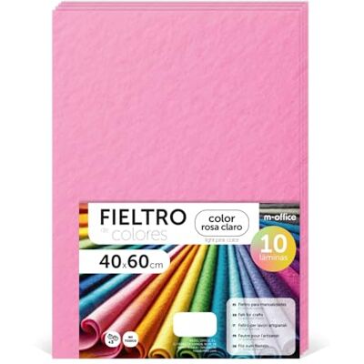 m-office Filc rzemieślniczy, kolorowy filc, miękki i elastyczny, materiał do szycia, tkaniny patchworkowe, idealne do projektów DIY, rękodzieła lub dekoracji, 40x60cm (jasnoróżowy, 10 szt.) m-office Filc rzemieślniczy, kolorowy filc, miękki i elastyczny, materiał do szycia, tkaniny patchworkowe, idealne do projektów DIY, rękodzieła lub dekoracji, 40x60cm (jasnoróżowy, 10 szt.)