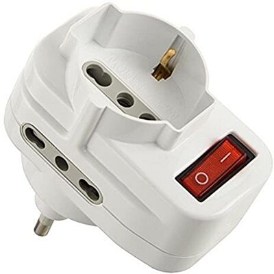 Electraline 71033 adapter z przełącznikiem, obrotowe złącze wtykowe, biały Electraline 71033 adapter z przełącznikiem, obrotowe złącze wtykowe, biały