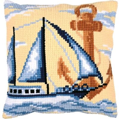 Vervaco Zestaw do Haftu Krzyżykowego Poduszka ŻAGLÓWKA Kanwa z Nadrukiem 40 x 40 cm Gruba Włóczka Akrylowa Zrób to Sam Dekoracja Domu DIY Cross Stitch Kit Vervaco Zestaw do Haftu Krzyżykowego Poduszka ŻAGLÓWKA Kanwa z Nadrukiem 40 x 40 cm Gruba Włóczka Akrylowa Zrób to Sam Dekoracja Domu DIY Cross Stitch Kit