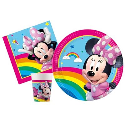 Ciao Tableware Party Pack Disney Minnie Rainbow for 24 people (88 pcs: 24 plates Ø23cm, 24 cups 200ml, 40 napkins 33x33cm) in eco-friendly compostable FSC paper Ciao Tableware Party Pack Disney Minnie Rainbow for 24 people (88 pcs: 24 plates Ø23cm, 24 cups 200ml, 40 napkins 33x33cm) in eco-friendly compostable FSC paper