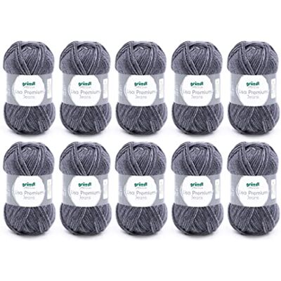 Gründl Lisa Premium Jeans przędza do robienia na drutach i szydełkowania (miękka i podobna do wełny, łatwa w pielęgnacji, 100% poliakryl, 50 g/133 m, grubość drutów: 3,5-4,5, 10 kłębków po 50 g) Gründl Lisa Premium Jeans przędza do robienia na drutach i szydełkowania (miękka i podobna do wełny, łatwa w pielęgnacji, 100% poliakryl, 50 g/133 m, grubość drutów: 3,5-4,5, 10 kłębków po 50 g)