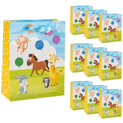 Idena 90530 Torby na prezenty ze zwierzętami, 10 sztuk, torby na prezenty o wymiarach 18 x 23 x 8 cm, papierowe torby z kolorowym motywem zwierząt Idena 90530 Torby na prezenty ze zwierzętami, 10 sztuk, torby na prezenty o wymiarach 18 x 23 x 8 cm, papierowe torby z kolorowym motywem zwierząt